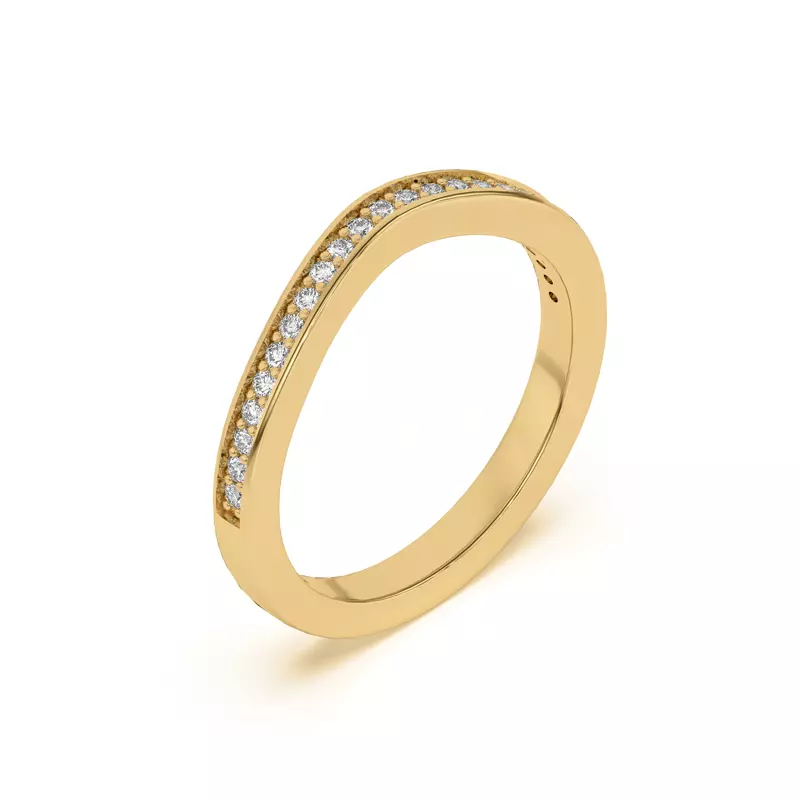 18K Yellow Gold Vesara Curved Channel Pavé Band