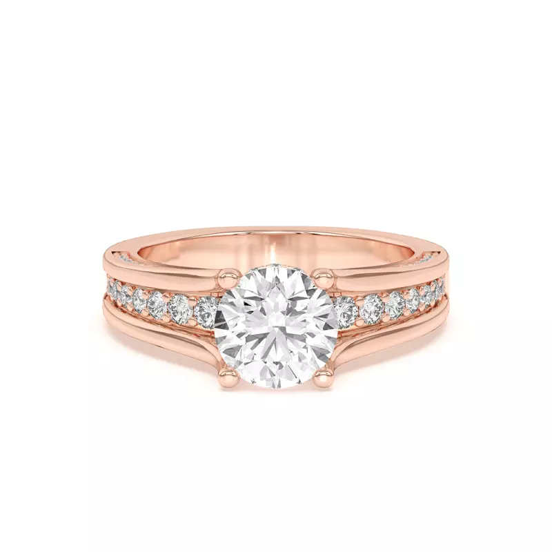 14K Rose Gold Vesara Pavé Split Band Engagement Ring