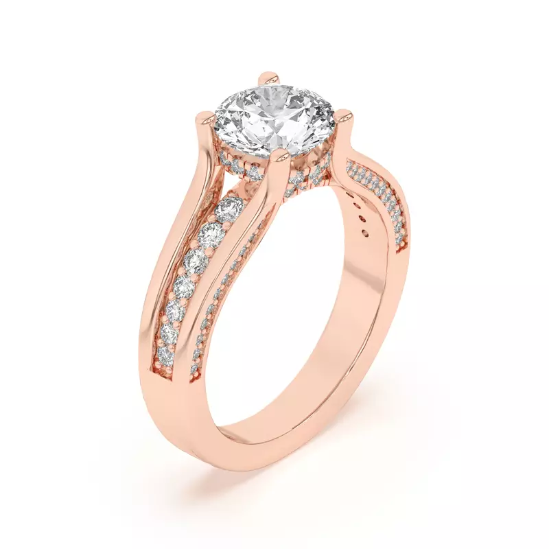 14K Rose Gold Vesara Pavé Split Band Engagement Ring