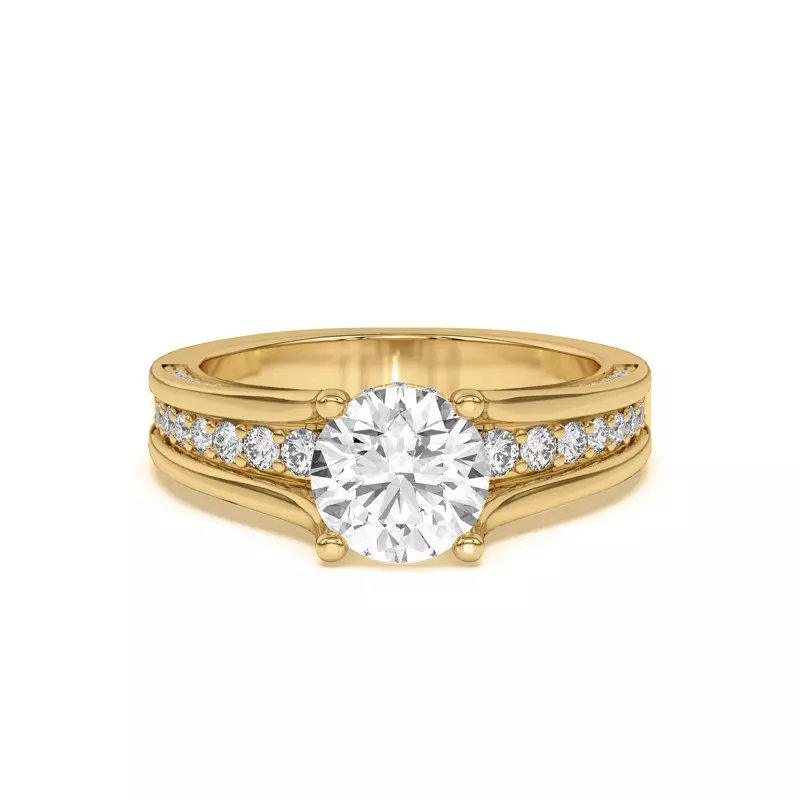 14K Yellow Gold Vesara Pavé Split Band Engagement Ring