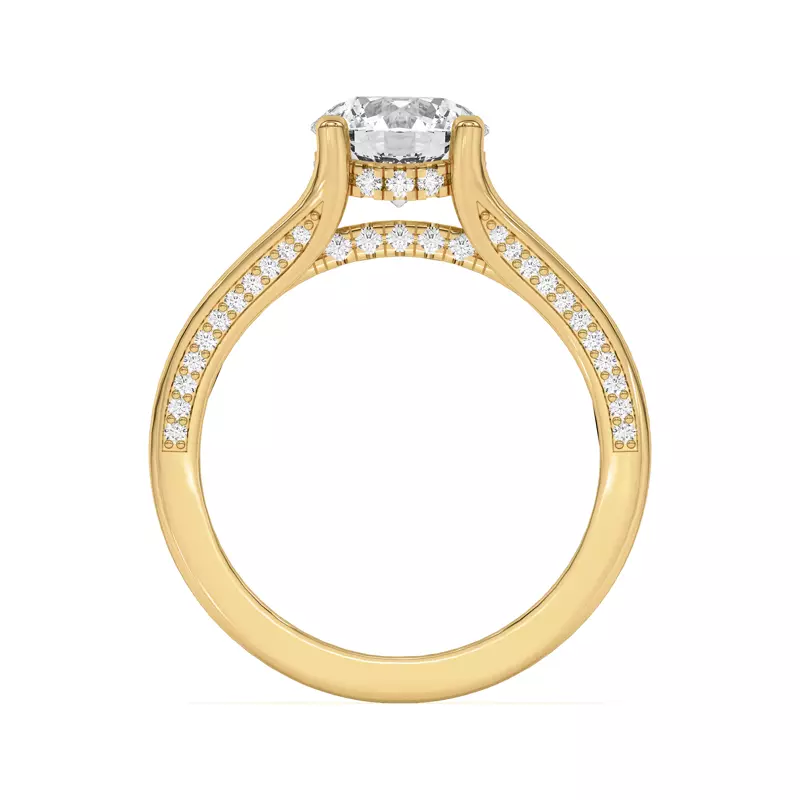 14K Yellow Gold Vesara Pavé Split Band Engagement Ring