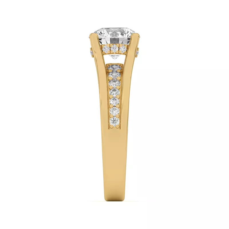 14K Yellow Gold Vesara Pavé Split Band Engagement Ring