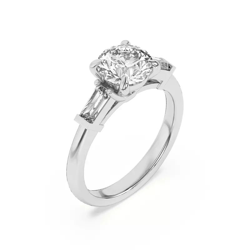 14K White Gold Arden Tapered Lab Baguette Engagement Ring