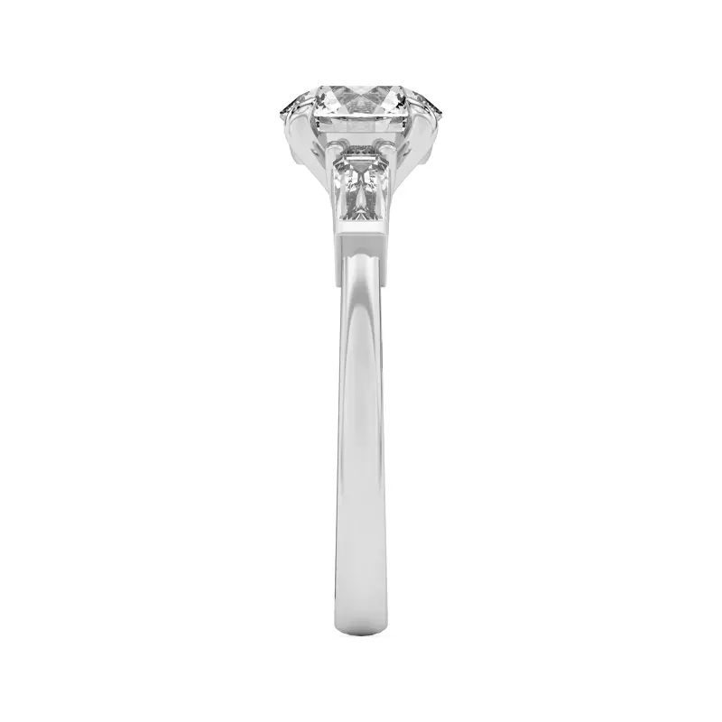 14K White Gold Arden Tapered Lab Baguette Engagement Ring