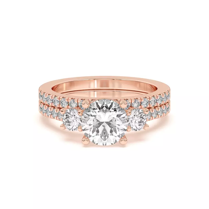 14K Rose Gold Tria Pavé Band