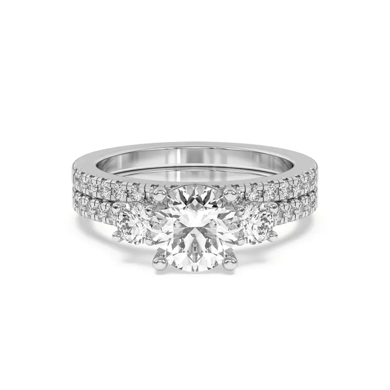 14K White Gold Tria Pavé Band