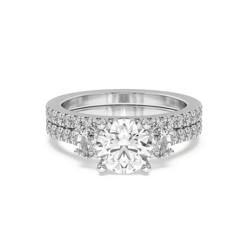 14K White Gold Tria Pavé Band