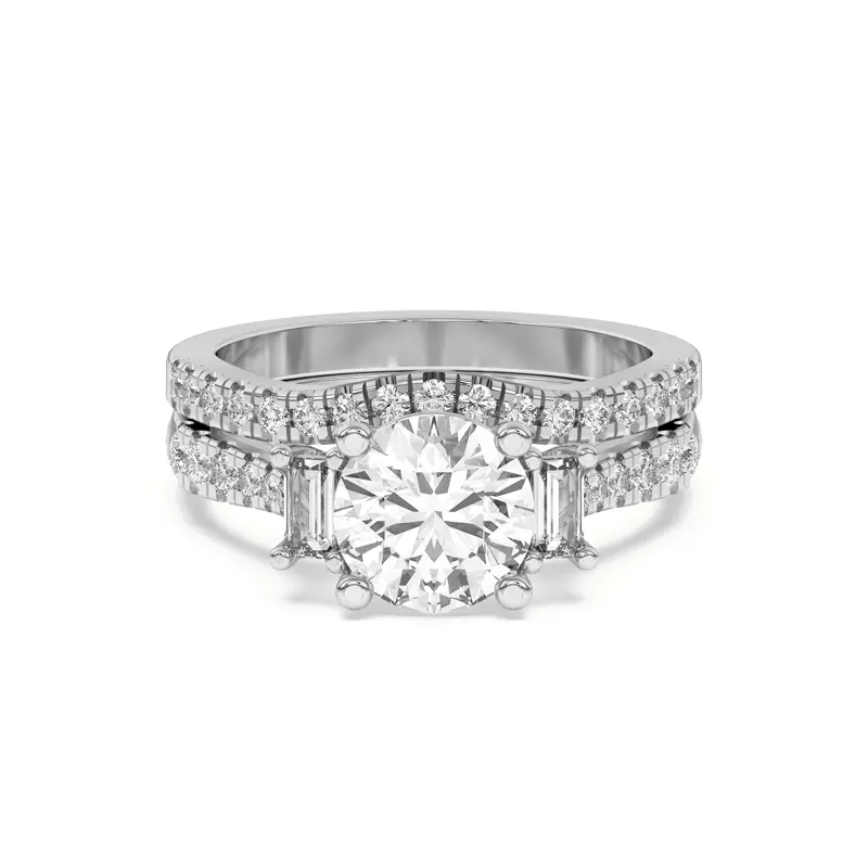 14K White Gold Trielle Pavé Curved Band