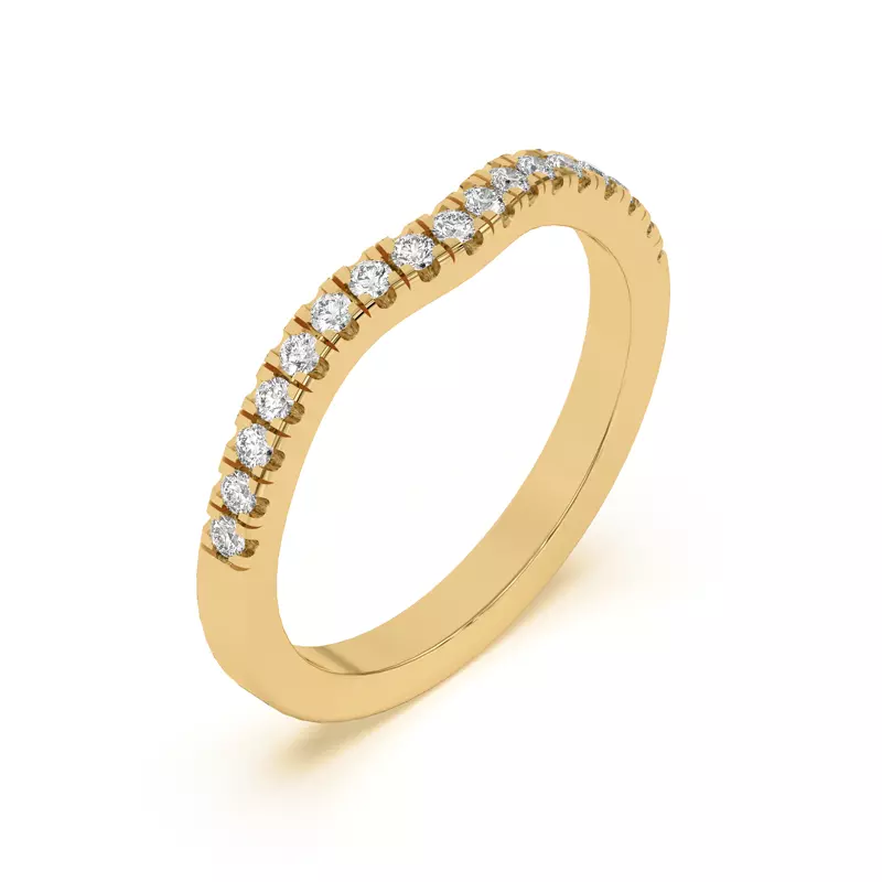 14K Yellow Gold Trielle Pavé Curved Band