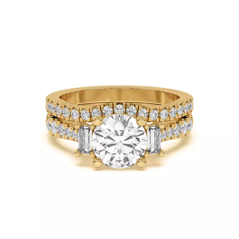 18K Yellow Gold Trielle Pavé Curved Band