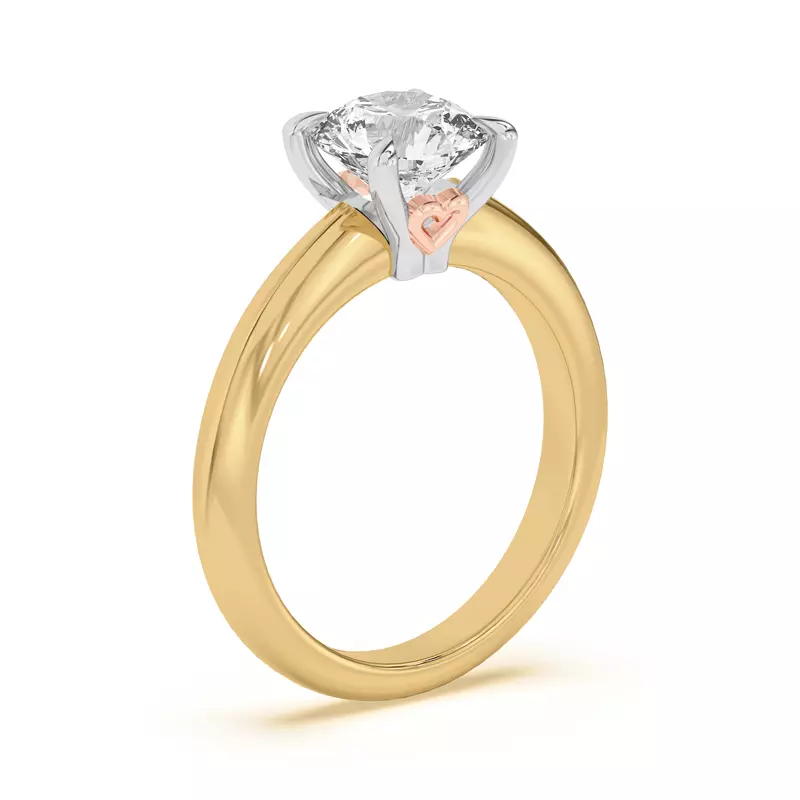 18K Yellow Gold Golden Rose Heart Engagement Ring