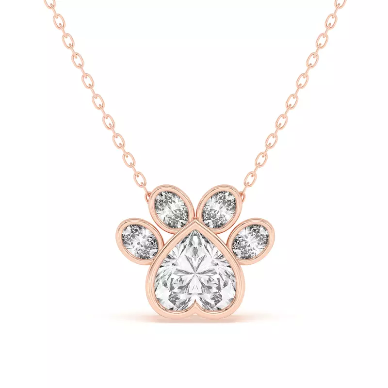 14K Rose Gold Bella Paw Pendant
