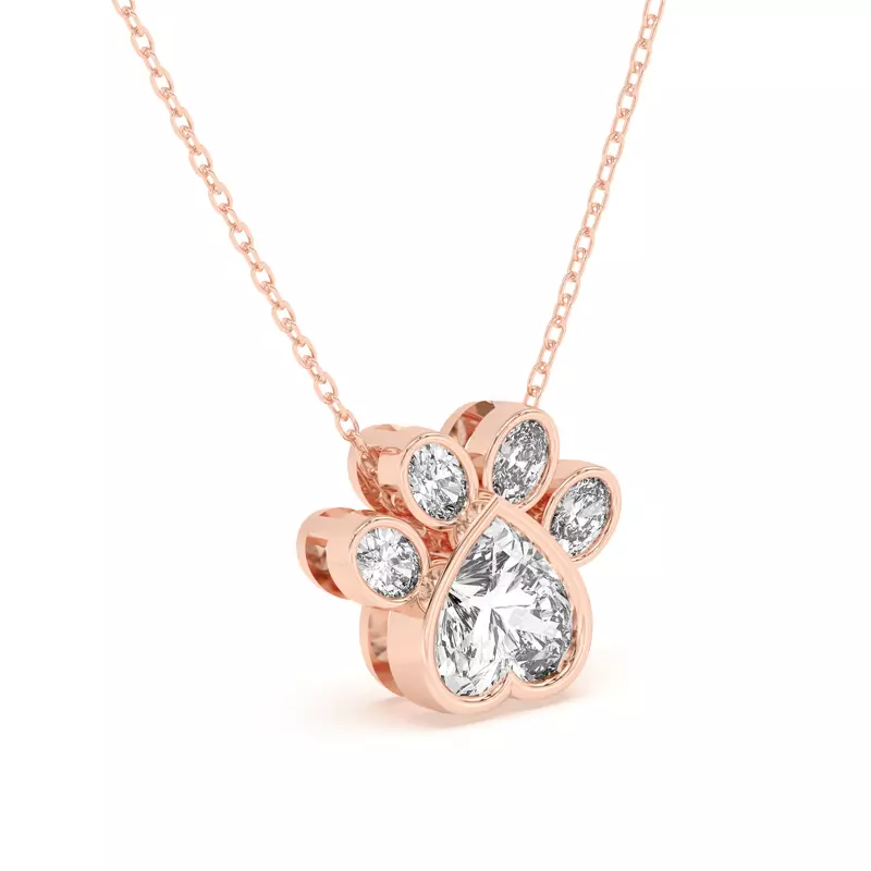 14K Rose Gold Bella Paw Pendant
