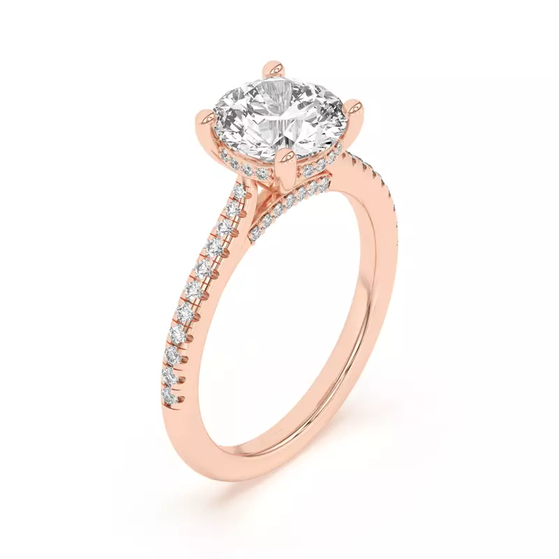 14K Rose Gold Sonja Pavé Hidden Halo Engagement Ring