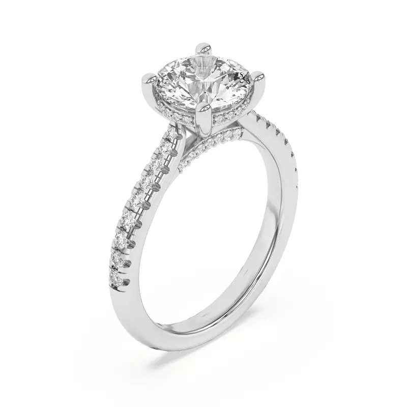 14K White Gold Sonja Grand Pavé Hidden Halo Engagement Ring