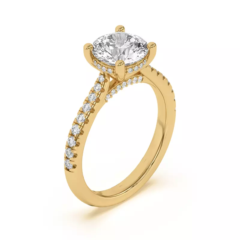 14K Yellow Gold Sonja Grand Pavé Hidden Halo Engagement Ring