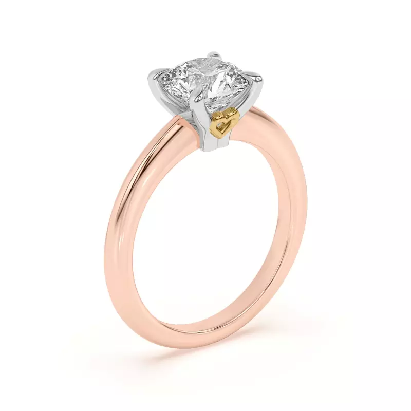 14K Rose Gold Golden Heart Petite Engagement Ring