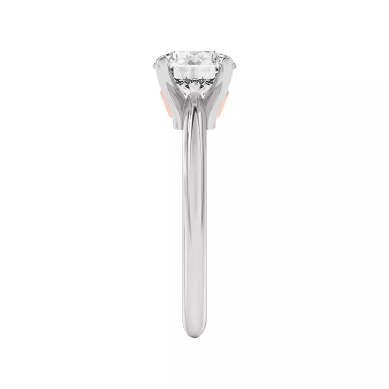 18K White Gold Golden Rose Heart Petite Engagement Ring