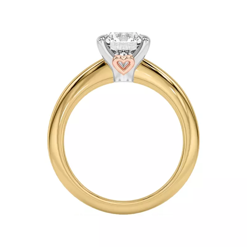 18K Yellow Gold Golden Rose Heart Petite Engagement Ring