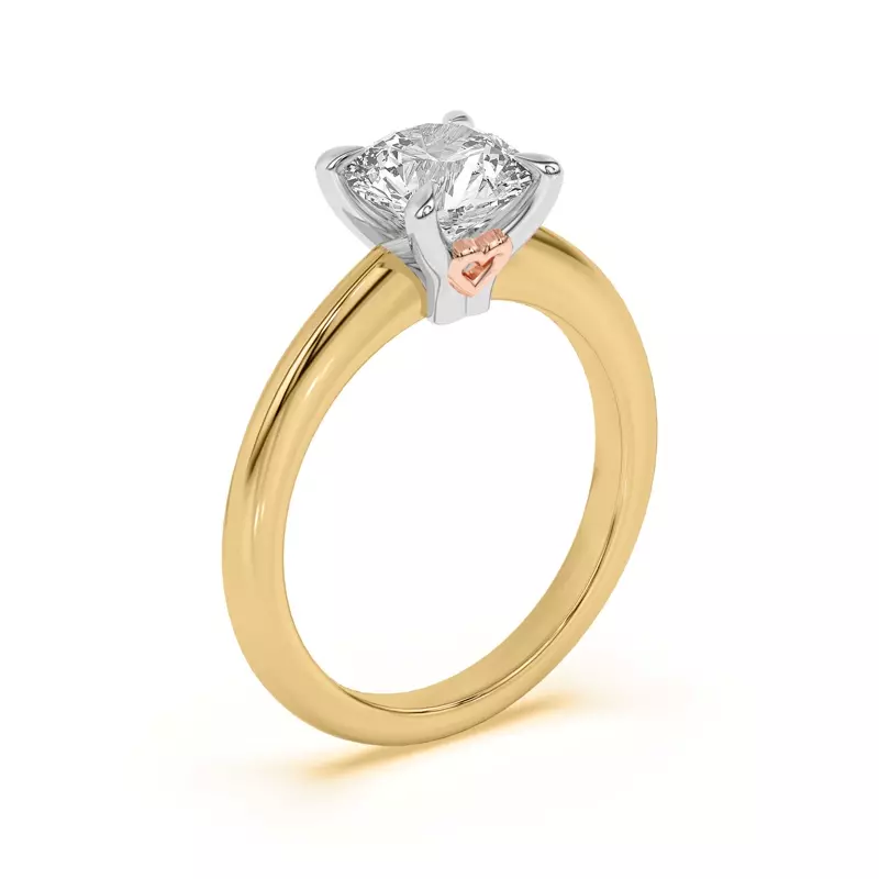 18K Yellow Gold Golden Rose Heart Petite Engagement Ring