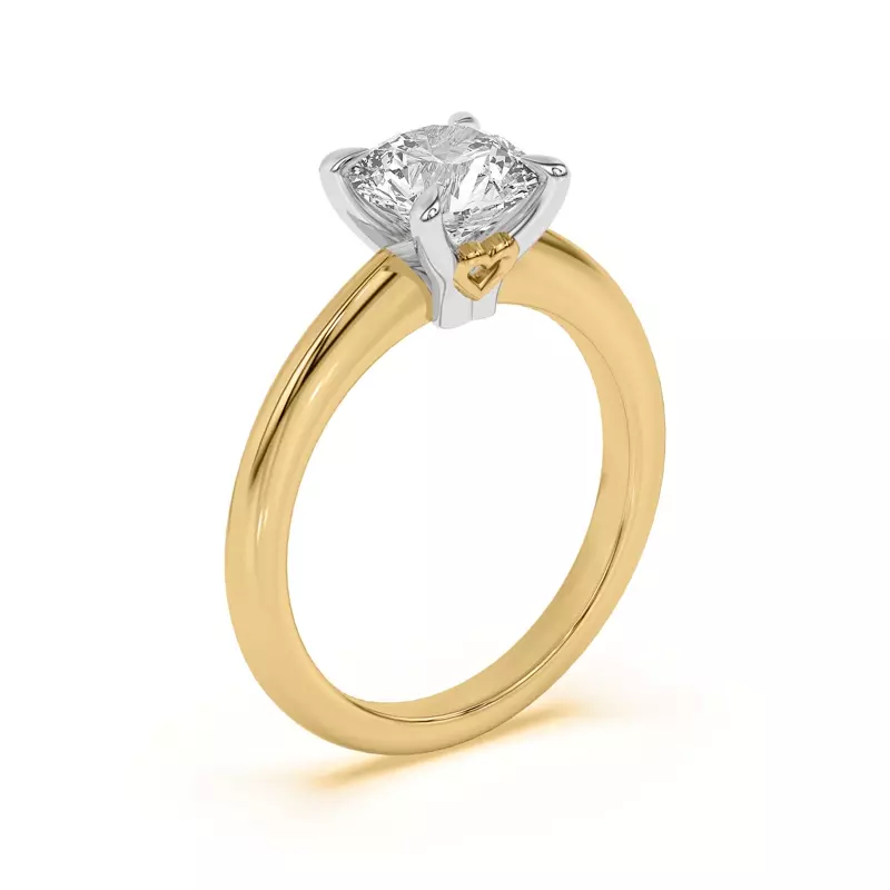 18K Yellow Gold Golden Heart Petite Engagement Ring