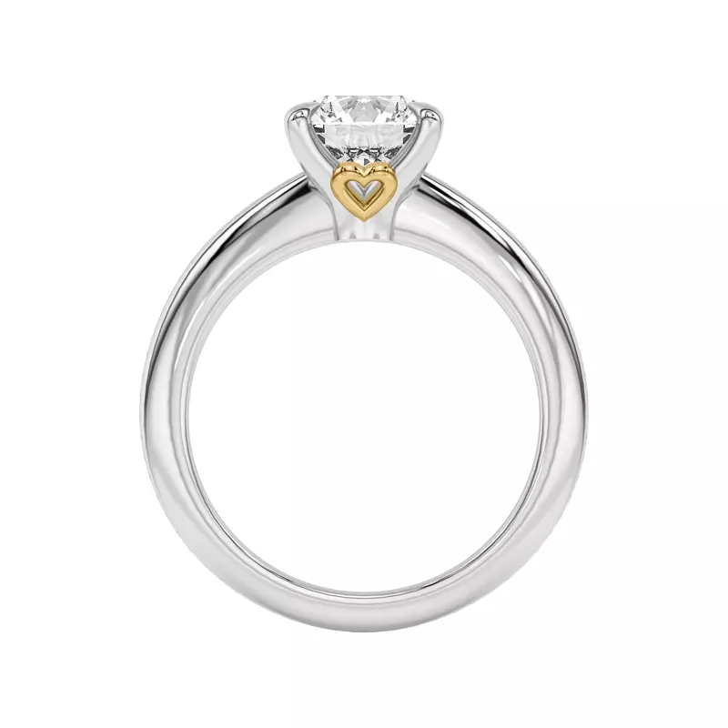 Platinum Golden Heart Petite Engagement Ring