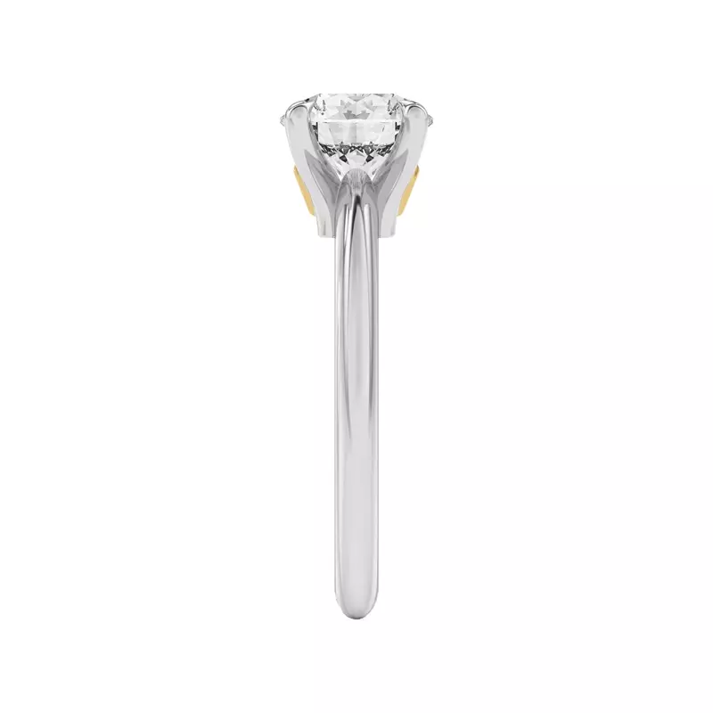 Platinum Golden Heart Petite Engagement Ring