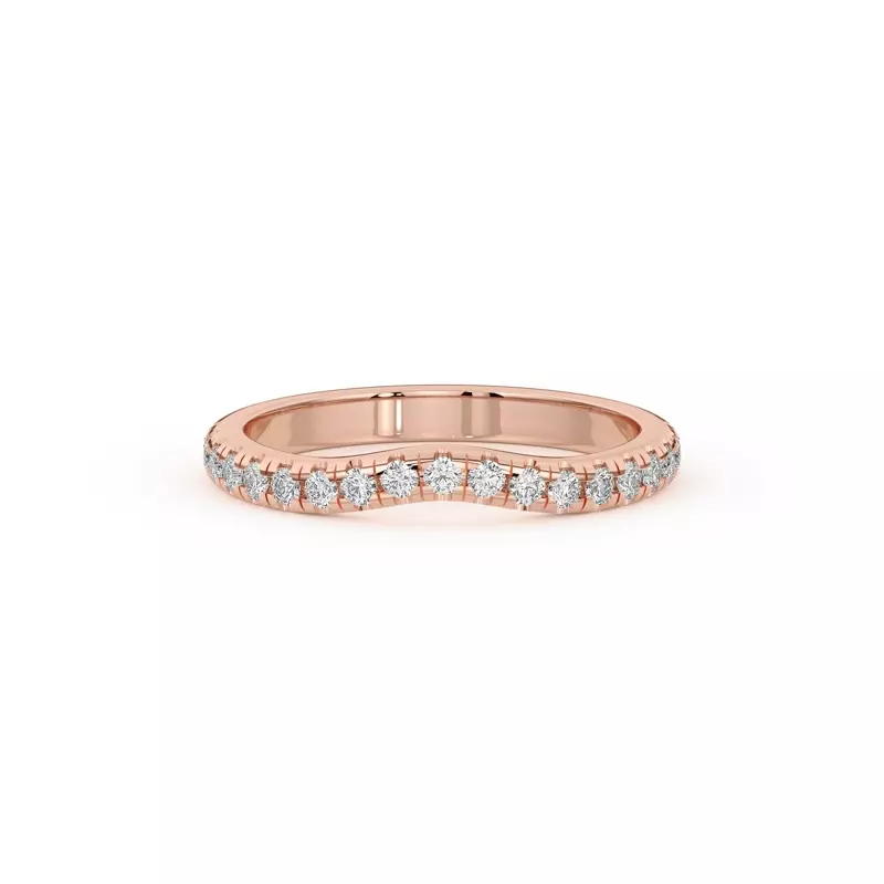 18K Rose Gold Betsy Classic Curved Pavé Band