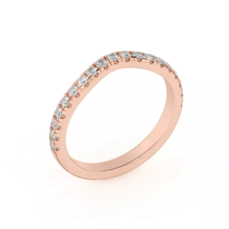 18K Rose Gold Betsy Classic Curved Pavé Band