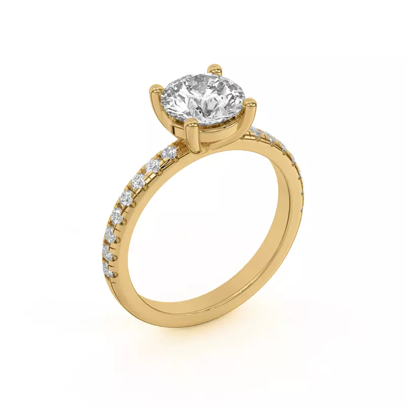 18K Yellow Gold Betsy Classic Pavé Engagement Ring