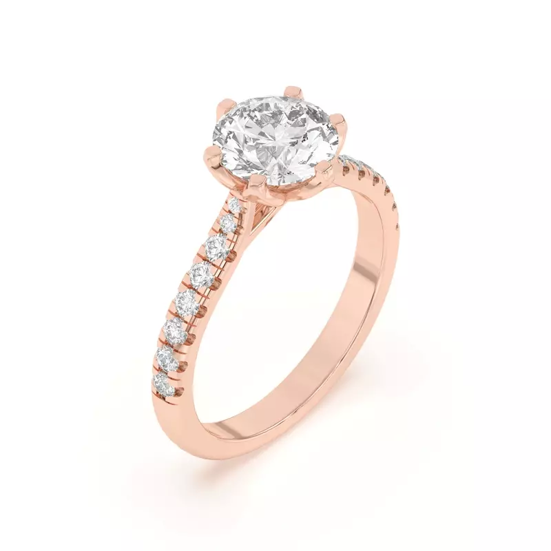 14K Rose Gold Marigold Grand Tulip Inspired 6 Prong Engagement Ring