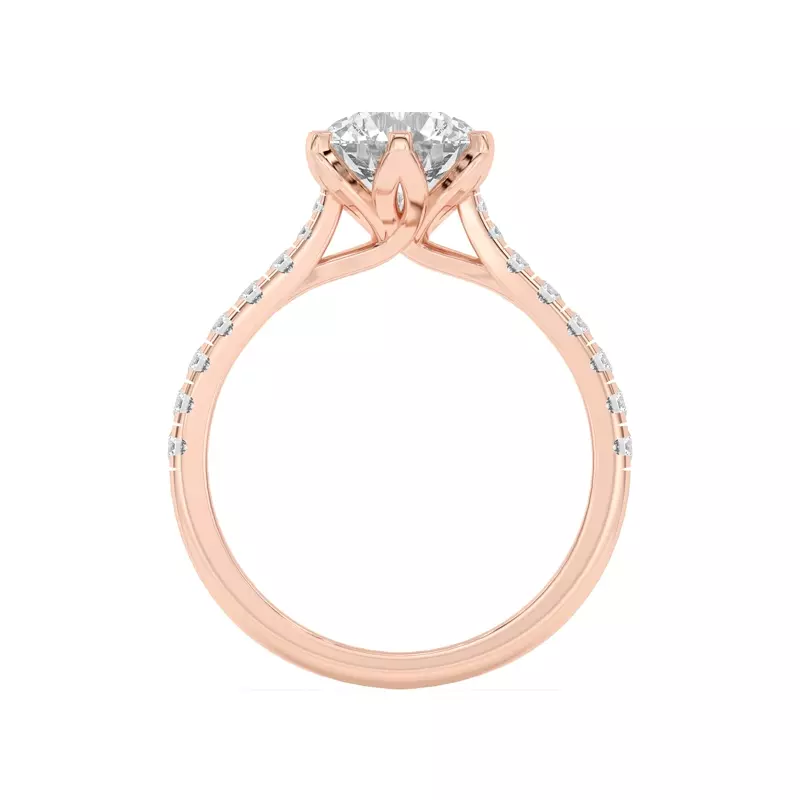 14K Rose Gold Marigold Grand Tulip Inspired 6 Prong Engagement Ring