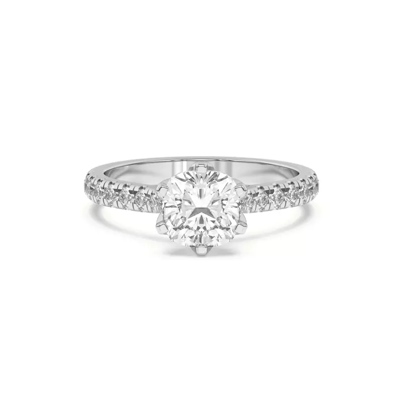 14K White Gold Marigold Grand Tulip Inspired 6 Prong Engagement Ring