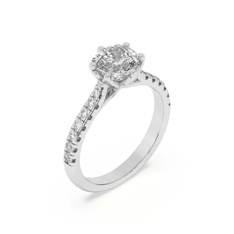 14K White Gold Marigold Grand Tulip Inspired 6 Prong Engagement Ring