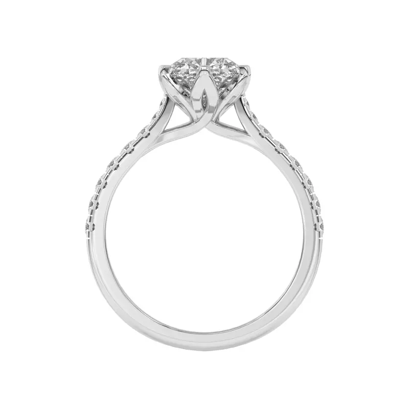 14K White Gold Marigold Grand Tulip Inspired 6 Prong Engagement Ring
