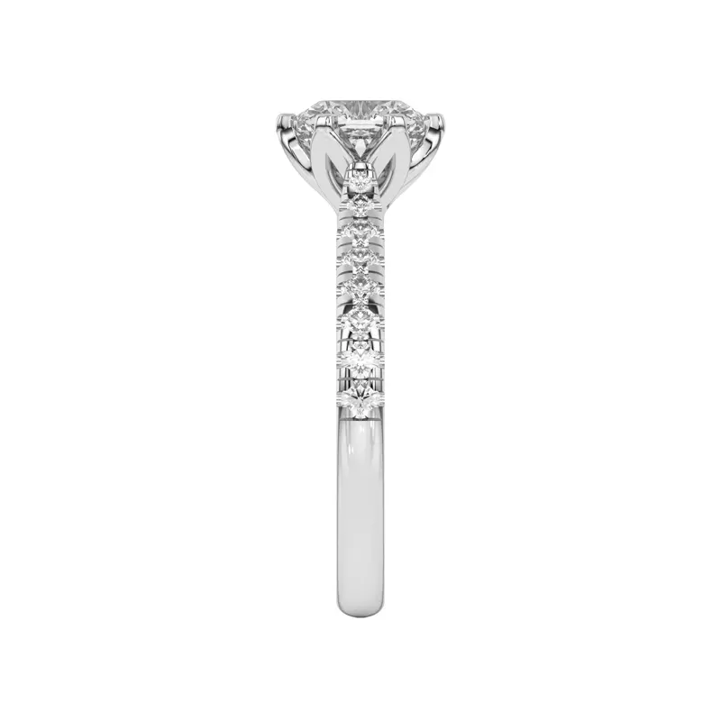 14K White Gold Marigold Grand Tulip Inspired 6 Prong Engagement Ring