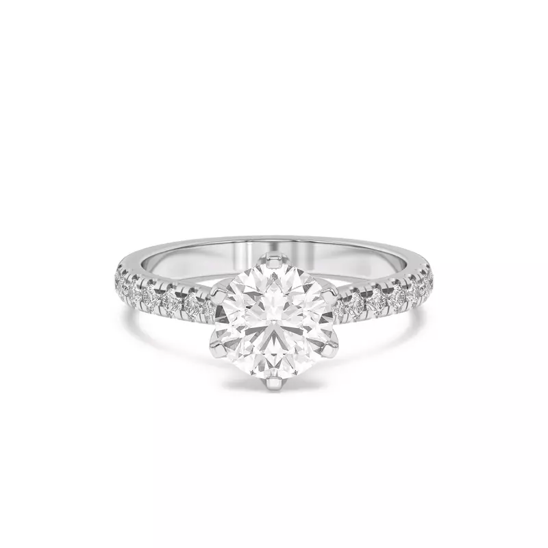14K White Gold Marigold Grand Tulip Inspired 6 Prong Engagement Ring
