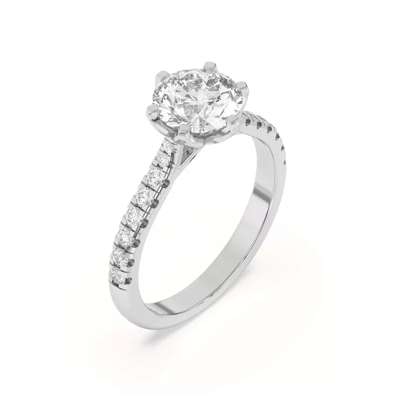 14K White Gold Marigold Grand Tulip Inspired 6 Prong Engagement Ring