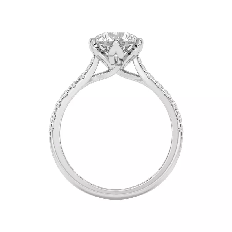 14K White Gold Marigold Grand Tulip Inspired 6 Prong Engagement Ring