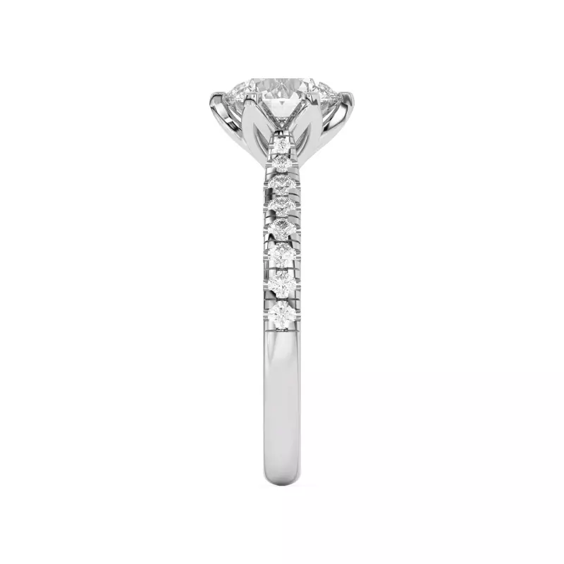 14K White Gold Marigold Grand Tulip Inspired 6 Prong Engagement Ring
