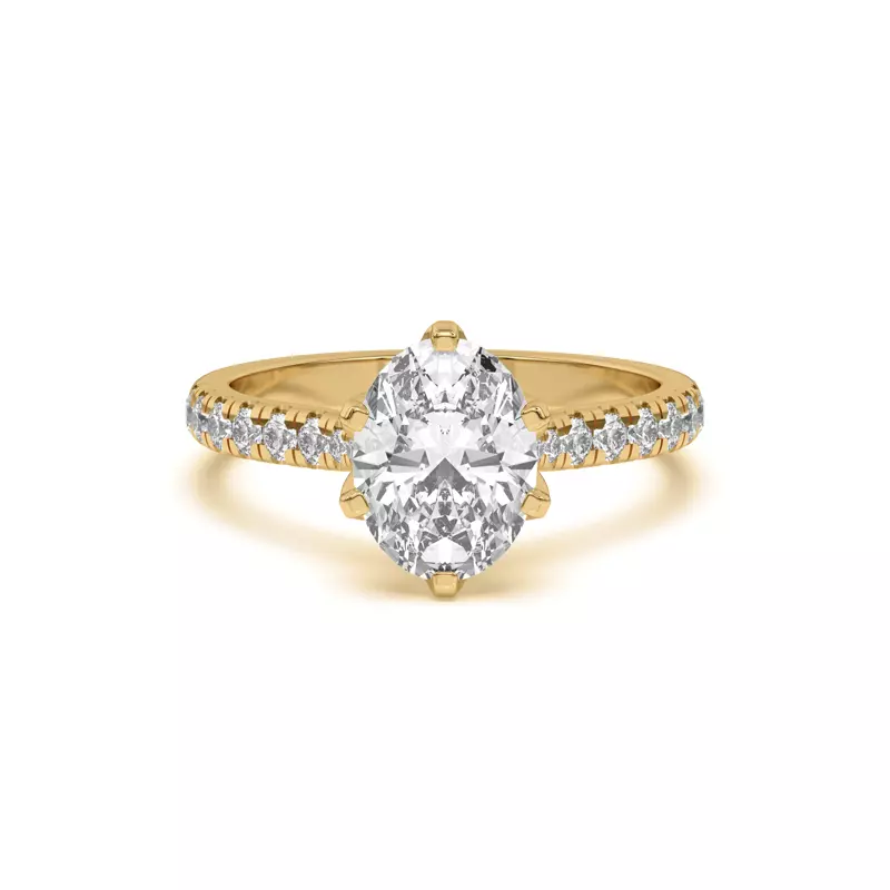 Marigold Grand Tulip Inspired 6 Prong Engagement Ring - 14K Yellow Gold