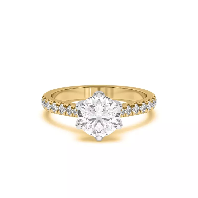 Marigold Grand Tulip Inspired 6 Prong Two-Tone Engagement Ring