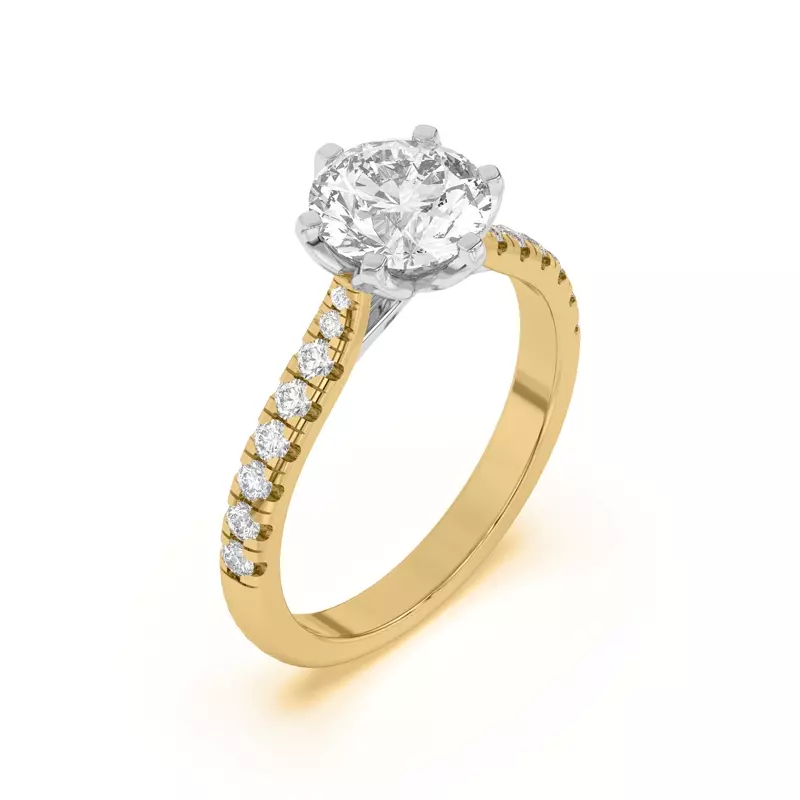 Yellow Gold 14k & White Gold 14k Marigold Grand Tulip Inspired 6 Prong Two-Tone Engagement Ring
