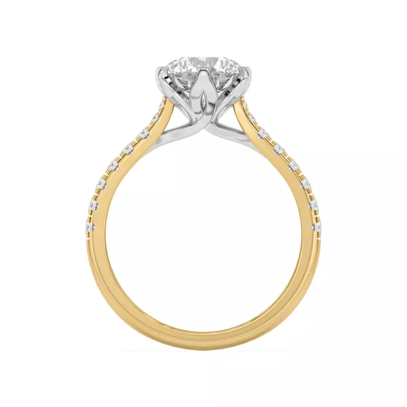 Yellow Gold 14k & White Gold 14k Marigold Grand Tulip Inspired 6 Prong Two-Tone Engagement Ring