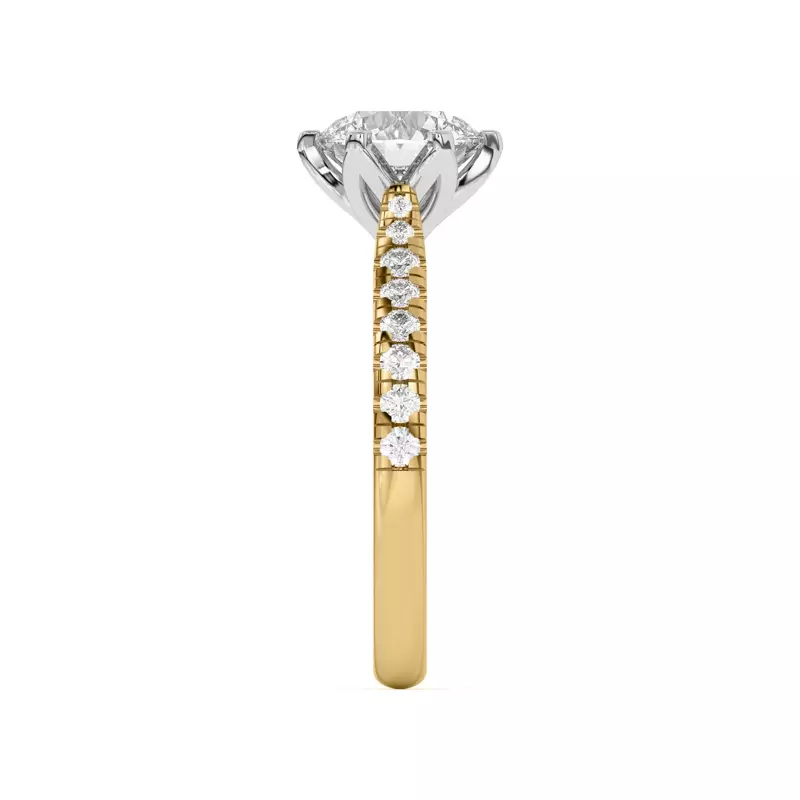 Yellow Gold 14k & White Gold 14k Marigold Grand Tulip Inspired 6 Prong Two-Tone Engagement Ring