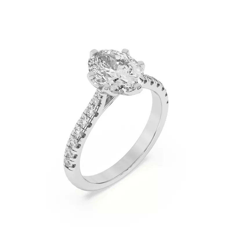 18K White Gold Marigold Grand Tulip Inspired 6 Prong Engagement Ring
