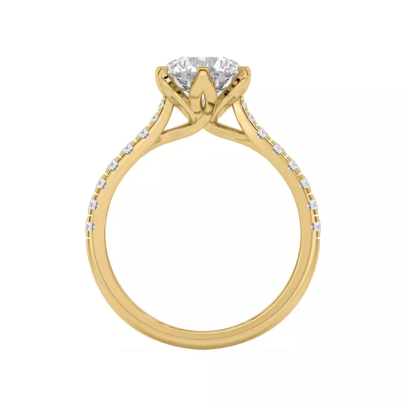 18K Yellow Gold Marigold Grand Tulip Inspired 6 Prong Engagement Ring