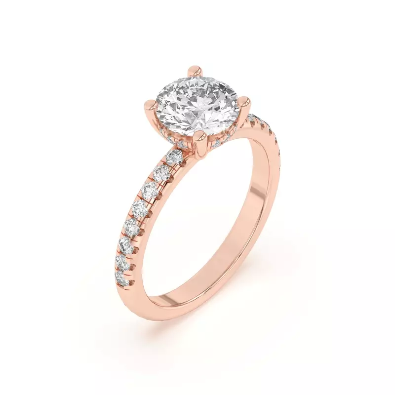14K Rose Gold Marie Grand Hidden Halo Pavé Engagement Ring