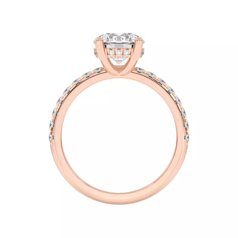 14K Rose Gold Marie Grand Hidden Halo Pavé Engagement Ring
