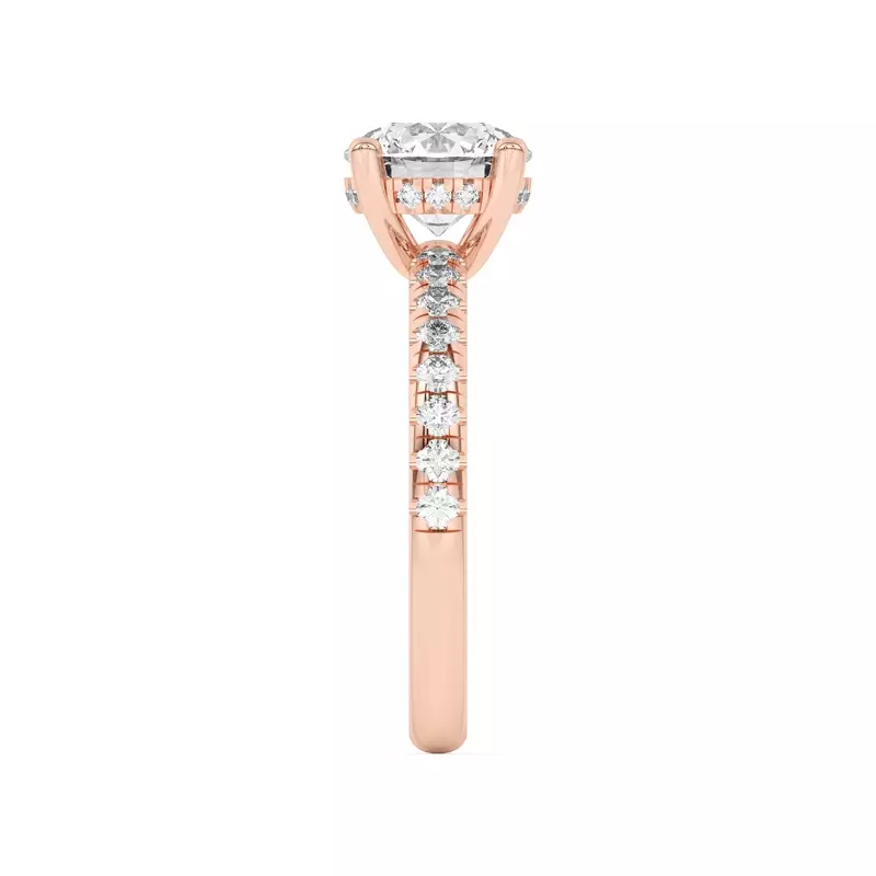 14K Rose Gold Marie Grand Hidden Halo Pavé Engagement Ring
